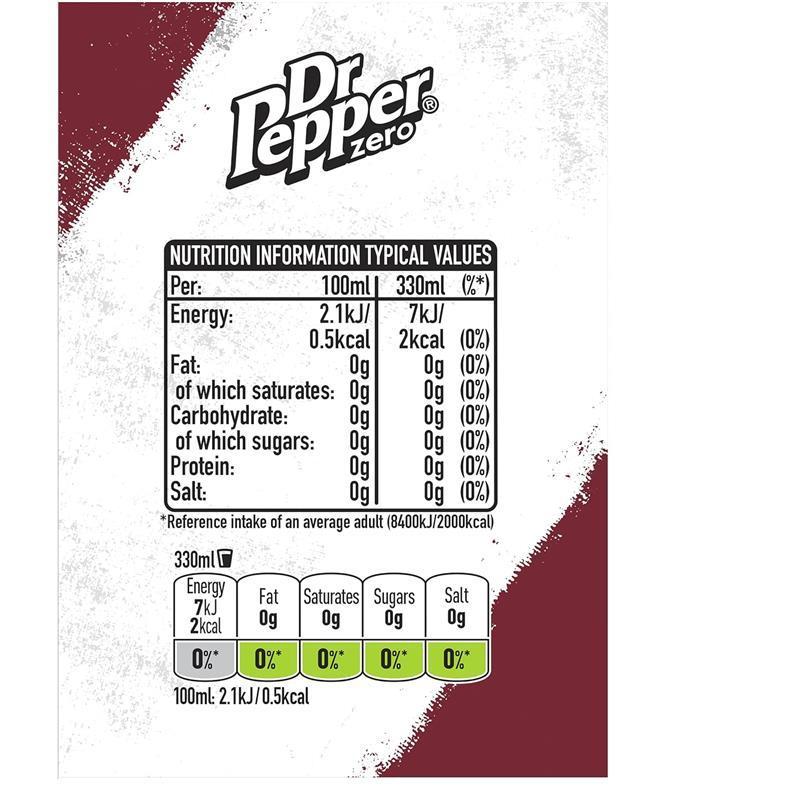Dr Pepper Zero Sugar Carbonated Soft Drink, 330 Ml Can (Pack of 24) – Bold and Refreshing Flavor 4