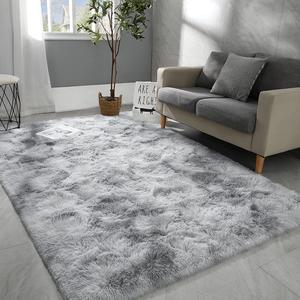 Tie-dye/Grid Style Faux Fur Shag Area Rug, 1 Count Non-slip Soft Floor Carpet, Decorative Area Rug for Home Living Room Bedroom, Room Decor