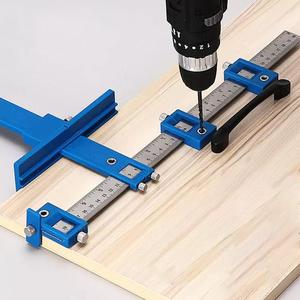 Woodworking Punch Locator Drill Guide, Cabinet Handle Knob Template Locator, Hand Measuring Tool for Woodworking, Tools and Gadgets, Adjustable, Precision