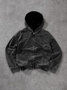 Men's Retro Style Washed Zip Up Hooded Jacket, Regular Fit Casual Comfy Street Fashion Long Sleeve Outerwear for Daily Wear, Men's Clothes for All Seasons, Cotton Coats