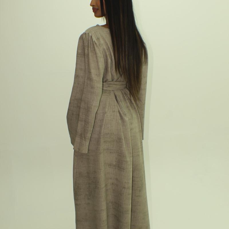 BERBISH marble print  dress with belt Womenswear Long Sleeve Summer spring dress Breathable Comfortable Fits Fashion 4