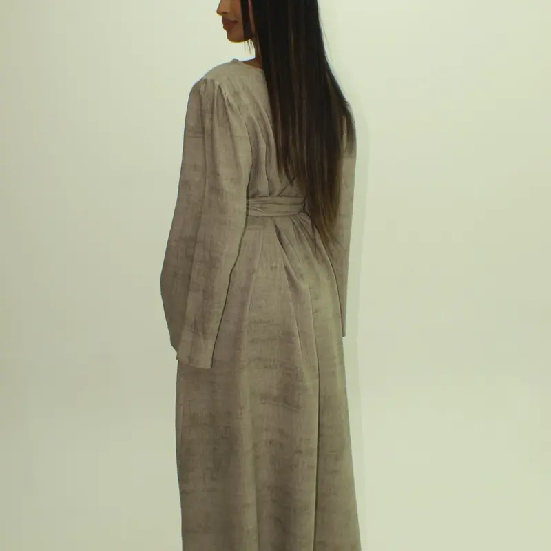 BERBISH marble print  dress with belt Womenswear Long Sleeve Summer spring dress Breathable Comfortable Fits Fashion 4