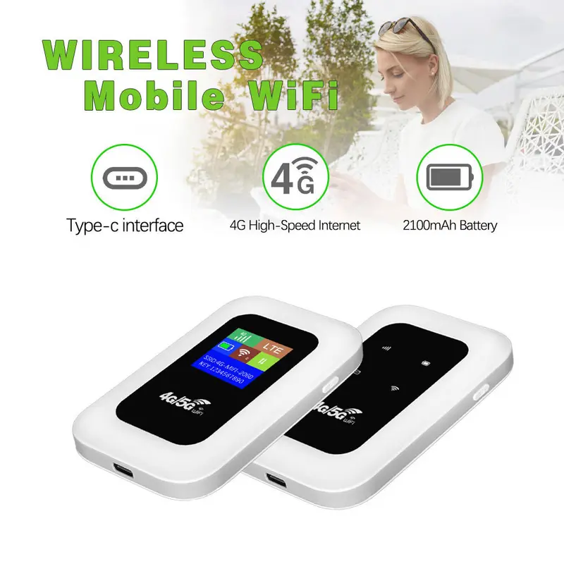4G LTE Portable WiFi Router 5G Unlocked LTE LCD Display 150Mbps High Speed MiFi Hotspot with SIM Card Slot & USB Cable 3