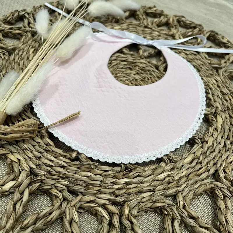 Babidu Baby's Cotton Round Bib - Pink 1