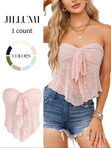 Women's Plain Crop Tube Top, Casual Strapless Top for Daily Wear, Ladies Clothes for All Seasons, Womenswear