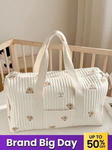 Bear Pattern Quilted Handbag, Gifts for Girlfriend, Large Capacity Tote Gym Bag, Zipper Travel Bag with Removable Strap, Daily Convenient Practical Short-distance Handbags, Athletic Bag, Handbag for Women, Casual Multifunctional Sports Bag, Shoulder Bag