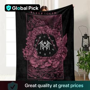 Sleep Token Pattern Lightweight Flannel Blanket, Soft Warm Throw Blanket, Flannel Fleece Blanket, Air-conditioned Room Blanket, Custom Image Blanket, Warm Nap Blanket for Home & Office, Soft Bed Blanket, Machine Washable Blanket