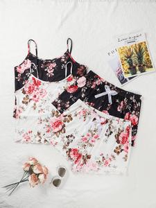 【Plus Size】 Floral Print Cami Top & Shorts Pyjama Set, Casual Comfy Loungewear Set for Women, Women's Sleepwear for Summer
