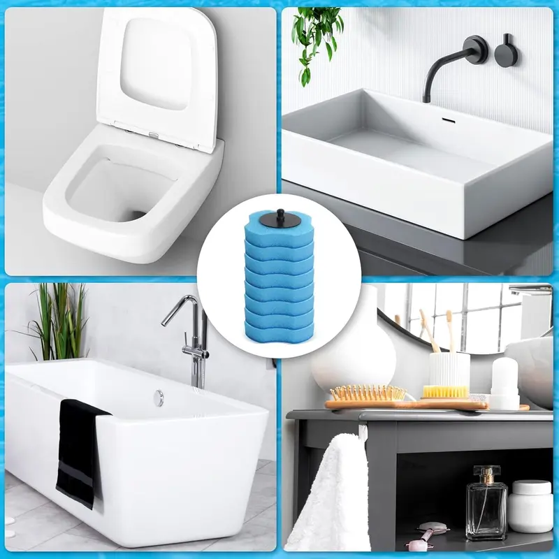 18PCS Disposable Toilet Brush Refills,Toilet Brush Head Replacement, 3 Layer Sponge Refills Head for Bathroom Floor Drain Hand-Washing Basin Toilet Wand(Without handle) 6
