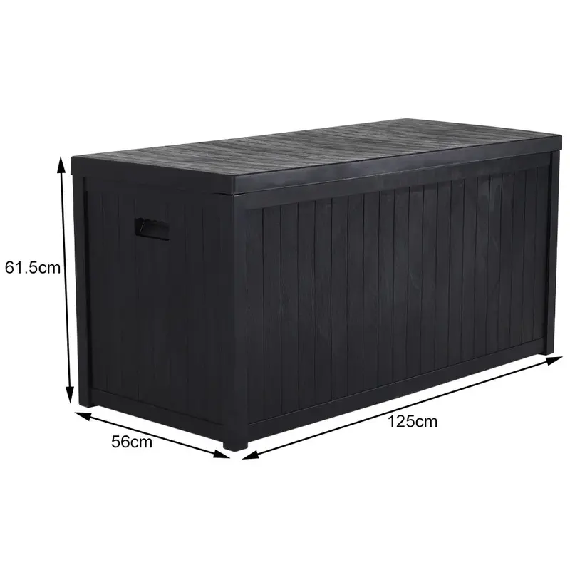 Waterproof Garden Cushion Storage Box  Black & Grey, 125x56x61.5cm for Outdoor Use 5