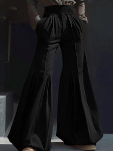 Men's Solid Pleated Wide Leg Pant, Casual High Waist Pocket Bloomers Trousers for Party, Street Wear, Fashion Men's Bottoms for All Season