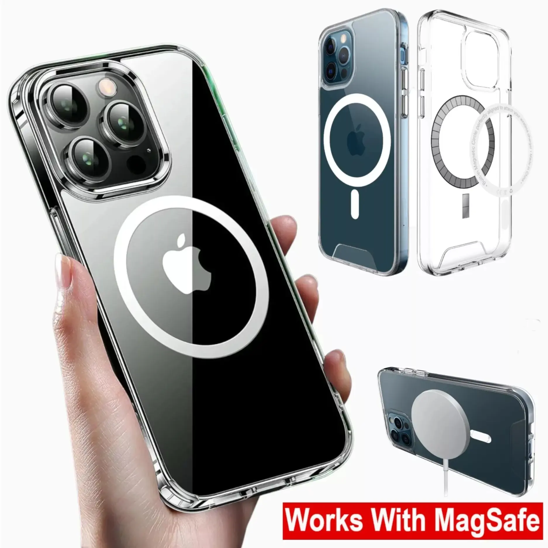 MagSafe Clear Case for iPhone 16 15 14 13 Pro/Plus/Max – Magnetic Shockproof Cover