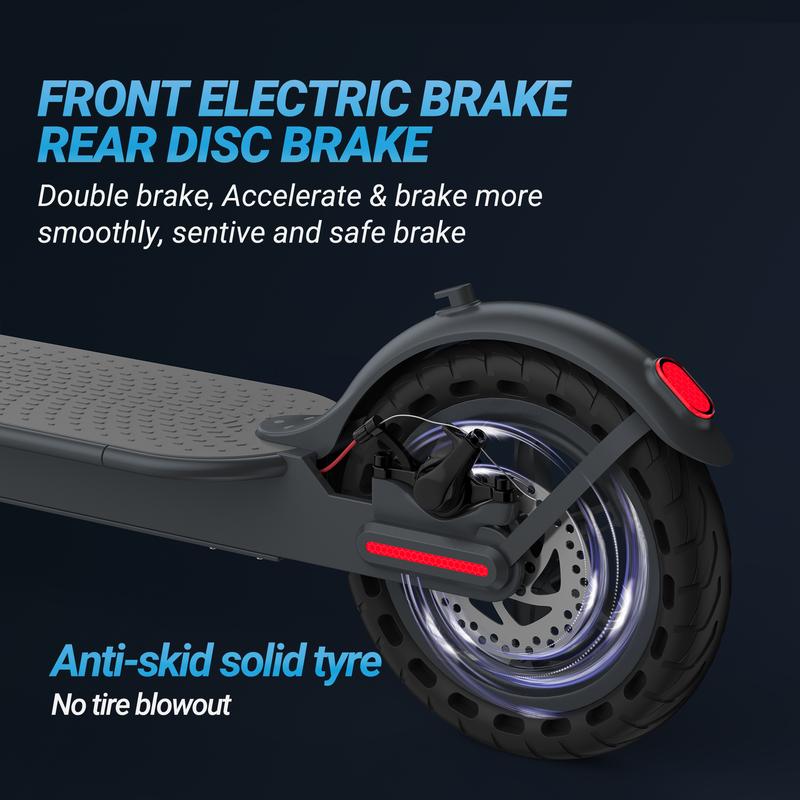 Electric Scooter - 8.5" Solid Tires, 350W Motor Up to 22 Miles of Range and 19 MPH Portable Folding Commuter Scooter with Dual Braking System and App E-Scooter 6