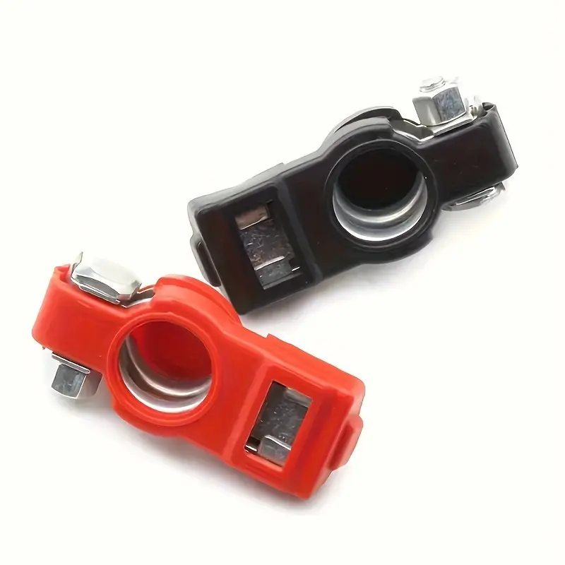 2pcs Universal Car Battery Terminals Cable - Heavy-Duty Large Positive and Negative Red and Black Connectors with Easy Grip Clamps for Secure Connection - Durable and Corrosion-Resistant 3