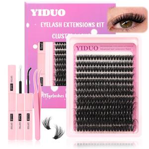 Natural Look eyelash Extensions, 260pcs/box Self Grafting Mixed Length Individual False Eyelashes Fluffy Eyelashes Cluster with Lash Bond & Seal & Lash Tweezers, Eye Makeup Product for Women & Girls Back To School Lashes Extension Kit