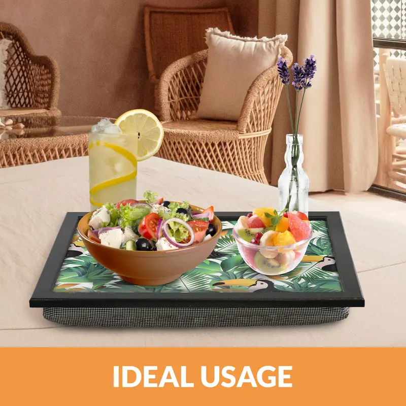 The Magic Toy Shop Lap Trays With Bean Bag Cushion Trays For Food Serving Tray Dinner Trays on Laps Food Trays For Lap Laptop Lap Tray With Cushion Lap Trays For Eating With Cushion (Tropical) 3