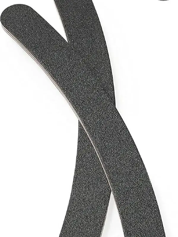 2 Pack Curved Nail Files, Boomerang Shape For Ease of Use, Black Emery Boards, Natural And Artificial Nails, Double Sided Medium Grit, For At Home DIY Salon Professional Or Pedicure