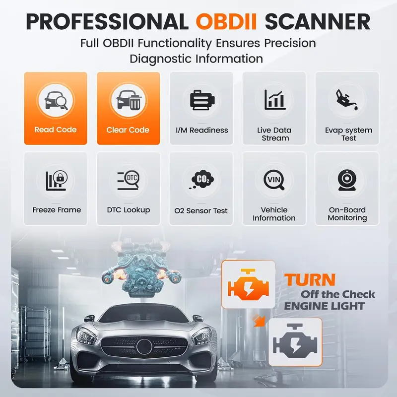 ANCEL AD410 Pro 2-in-1 OBD2 Scanner & Battery Tester – 6V/12V 100-2000 CCA Car Diagnostic Code Reader for All Vehicles 3