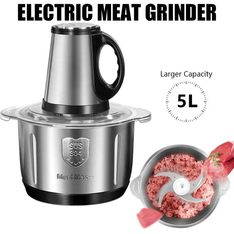 5L Electric Meat Grinder Mincer Mixer Home Blender Food Chopper Processor Blade 7