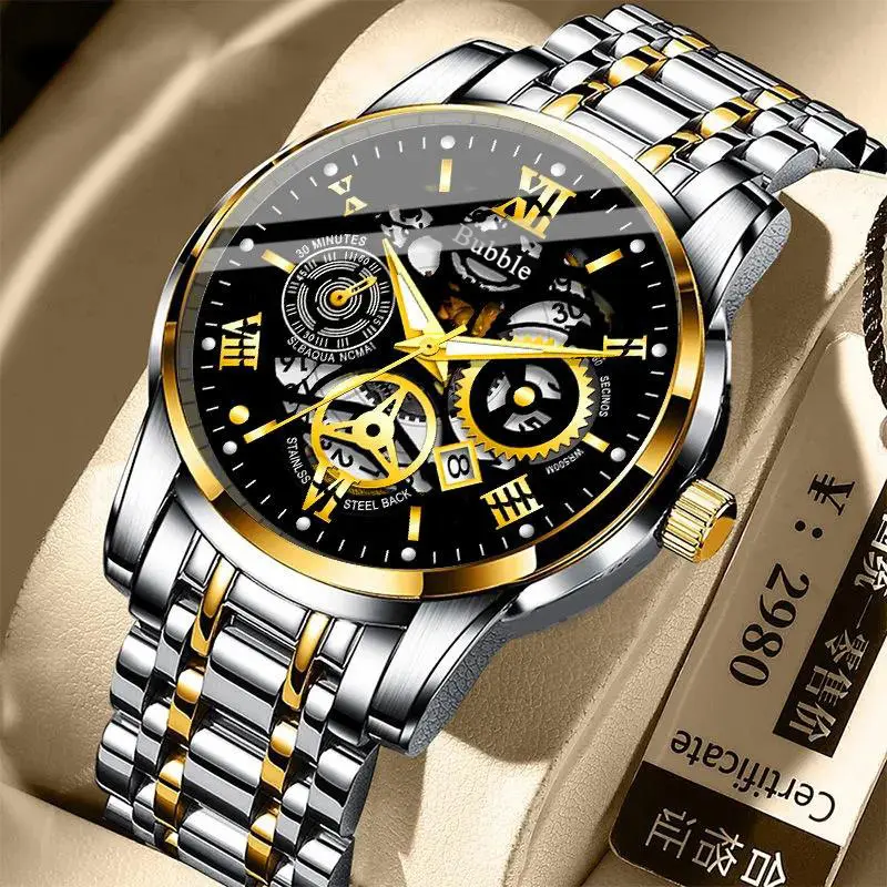 Watch For Men Trendy High end Light Luxury Versatile Quartz Wristwatches Waterproof Roman Hollow Male's Clock Watch