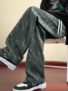 Men's Regular Fit Patchwork Print Straight Leg Pants, Casual Comfy Trousers for Daily Wear, Men's Bottoms for Spring & Fall