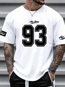 Men's Loose Letter & Figure Print Drop Shoulder Tee, Casual Short Sleeve Round Neck T-shirt for Summer, Summer Outfits 2024, Fashion Men's Street Clothes Top for Daily Wear