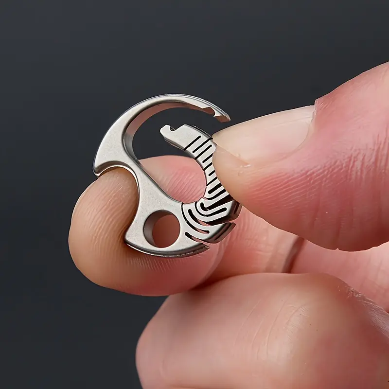 Compact Titanium Alloy Goldfish Clasp Keychain with Mini Bottle Opener - Perfect for Outdoor, Halloween, Christmas & New Year Gifts 1