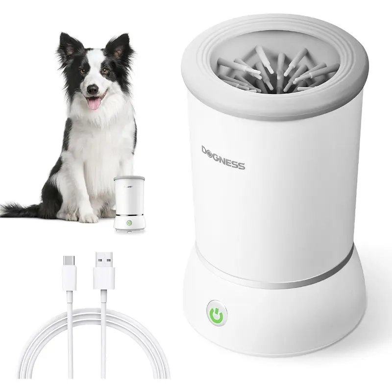 DOGNESS Dog Paw Cleaner, Automatic Paw Cleaner for Dogs with Soft Silicone, 2000mAh, USB Quick Charge, 360° All-round Pet Paw Cleaner, Gentle on Dog Paw Washer for Massage Grooming Dirty Claws 0