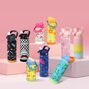 DLOCCOLD Kids Insulated Water Bottle with Leak Proof Straw Lid, Double Wall Vacuum Stainless Steel Water Bottle with Silicone Boot for Toddler, Christmas Gift idea for Boys, Girls, Teenagers,