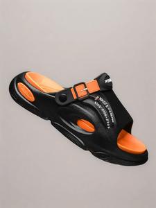 Men's Fashionable Patchwork Design Slides, Casual Comfortable Breathable Non-slip House Slippers for Indoor & Outdoor Wear, New Style Summer Beach Black Slippers for Men, Footwear, Walking Shoes, Lightweight Slipper