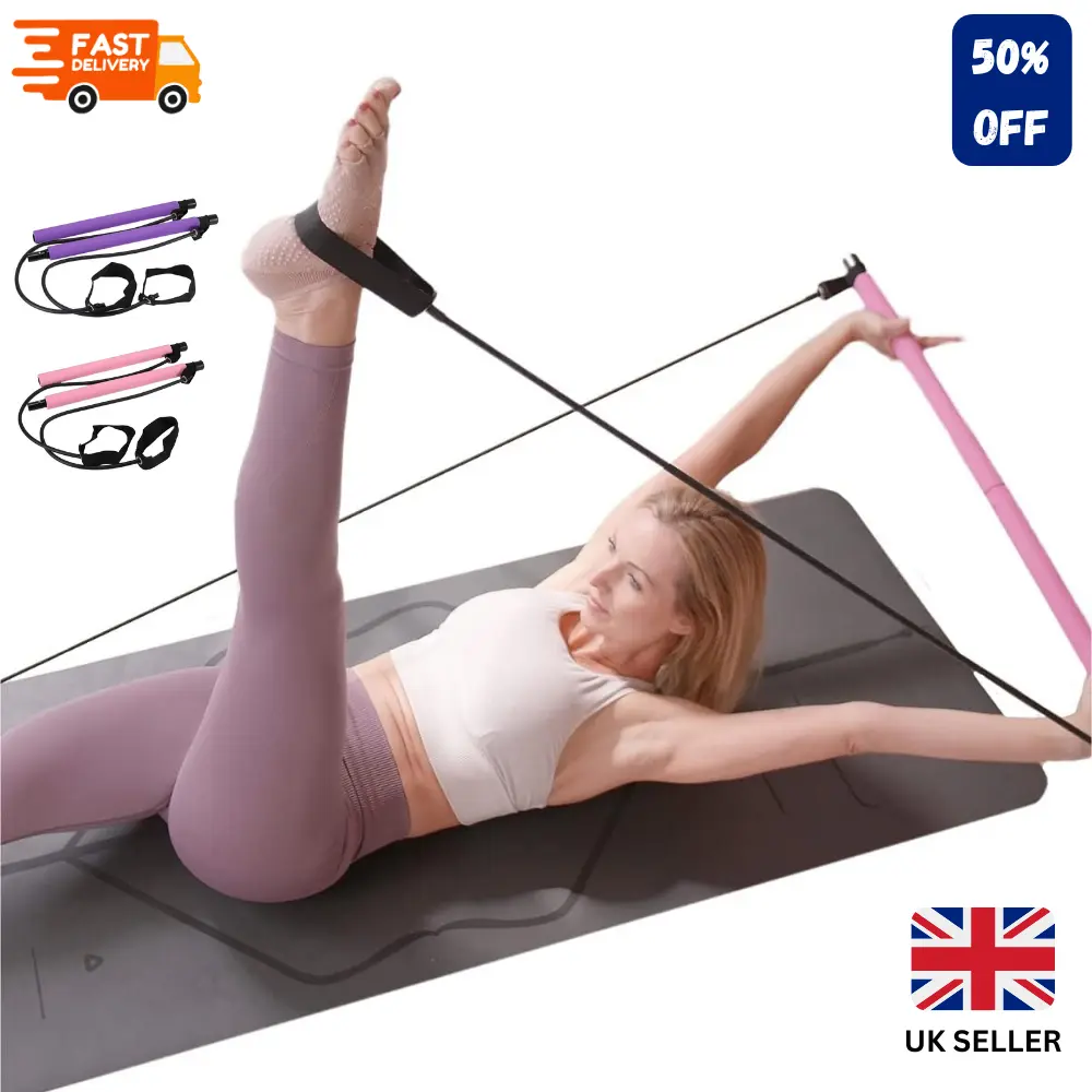 Yoga Pilate Resistance Band with Combination Fitness Bar for Home Gym