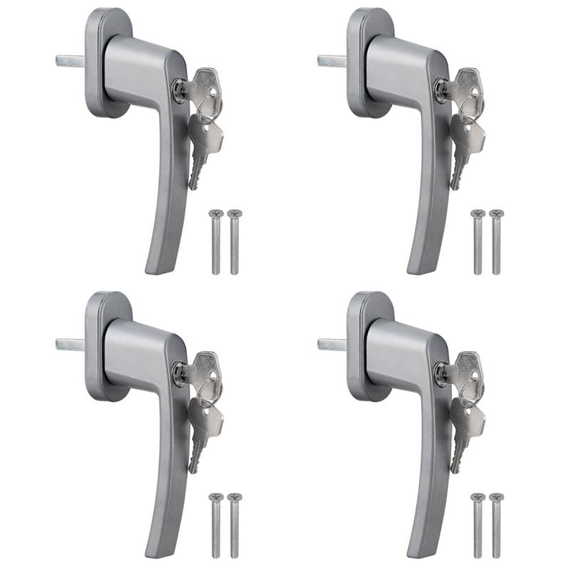 Product Introduction of 4Pcs Window Handle Key Locking Silver Universal Aluminum Double Glazing Fitting 12
