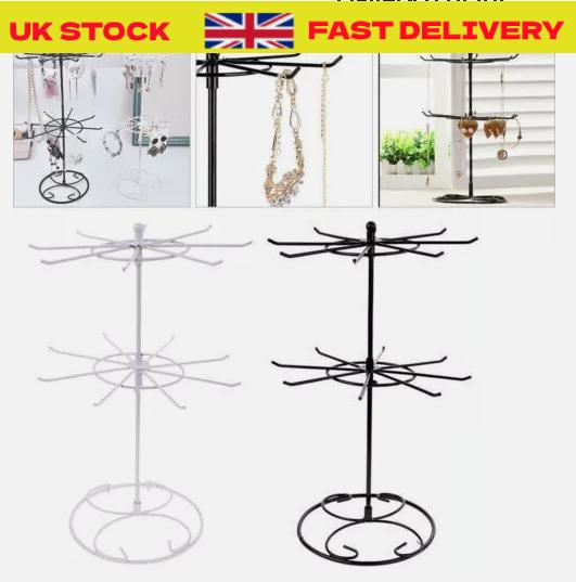 Product Introduction of 3 Tier Rotating Jewelry Display Stand Bracelet Necklace Keyring Storage Rack UK 1