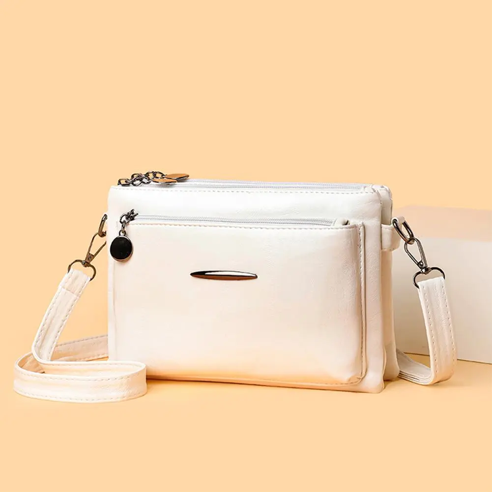 On-the-Go Chic! PU Leather Multi-Pocket Crossbody Bag for Women Work Shopping Travel - Solid Pattern