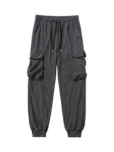 Men's Solid Color Corduroy Pants, Loose Casual Multi-pocket Trousers for Spring & Fall, Fashion Men's Bottoms for Daily Wear