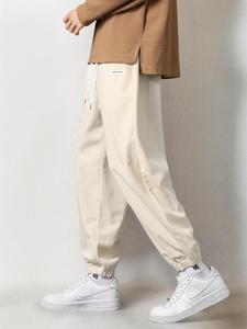 Men's Letter Print Drawstring Waist Corduroy Jogger Pants, Loose Casual Pocket Trousers for Fall & Winter, Men's Bottoms for Daily Wear