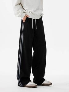 Men's Side Stripe Pants, Loose Casual Comfy Straight Leg Trousers for Spring & Fall, Fashion Men's Bottoms for Daily Wear