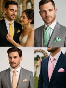 Jacquard Tie Matching Handkerchief -All Colours- Satin Silk Floral Wedding Pocket Square - Premium Quality