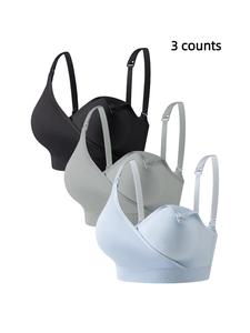 Women's Solid Adjustable Strap Buckle Front Pregnant Maternity Bra, Comfortable Breathable Wrap Nursing Bra, Maternity Lingerie for All Seasons, Maternity Supplies