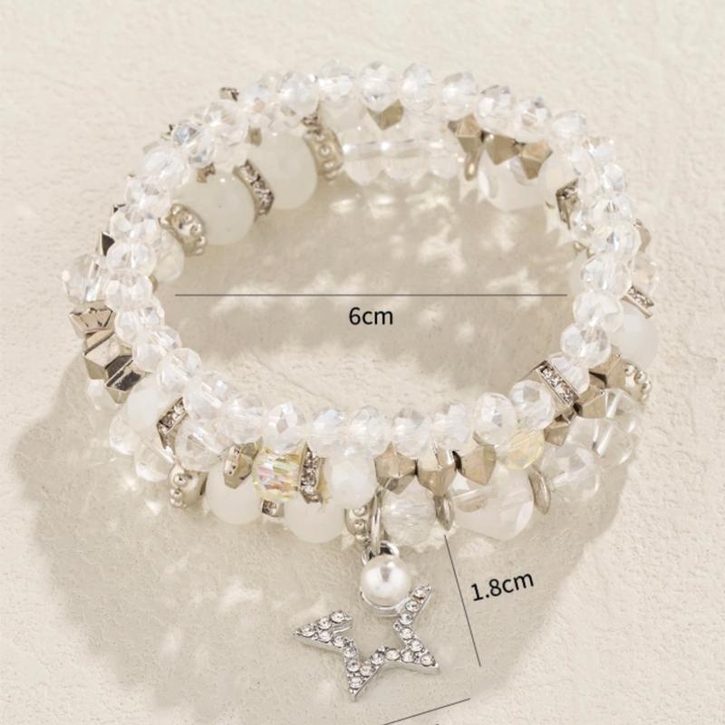 Bohemian Style 3-Piece Beads Set for Women & Silver Alloy Block Bracelet Suitable for Party and Dating, Ideal Gift 2
