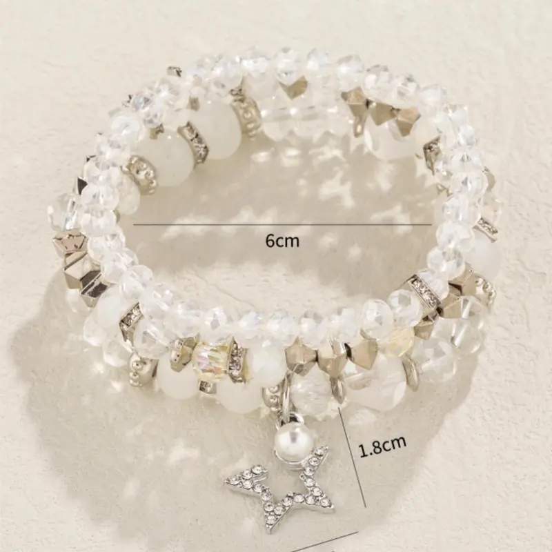 Bohemian Style 3-Piece Beads Set for Women & Silver Alloy Block Bracelet Suitable for Party and Dating, Ideal Gift 2