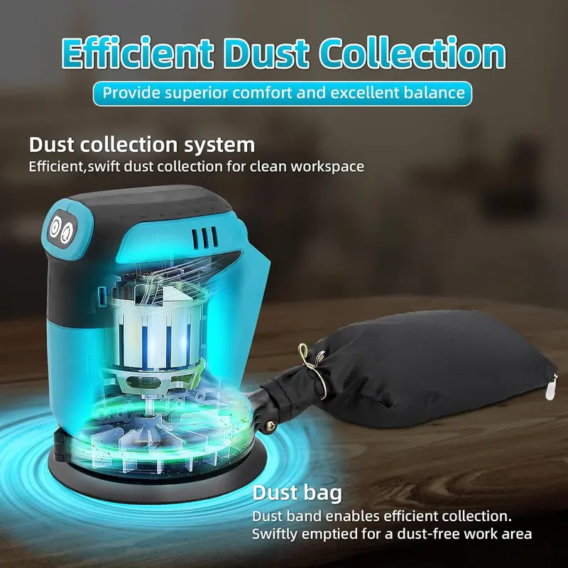 Cordless Random Orbital Sander 18V Li-ion 5" Dust Bag Discs Machine For Makita 3