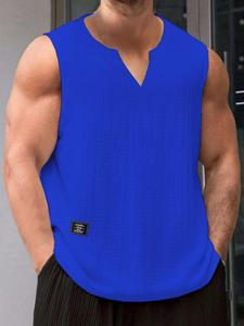 Men's Plain V Neck Tank Top, Regular Fit Casual Sleeveless Top for Summer, Going Out Tops, Men's Clothes for Daily Wear, Plain, Vest, Solid Tank Tops, Menswear, Solid Color Tank