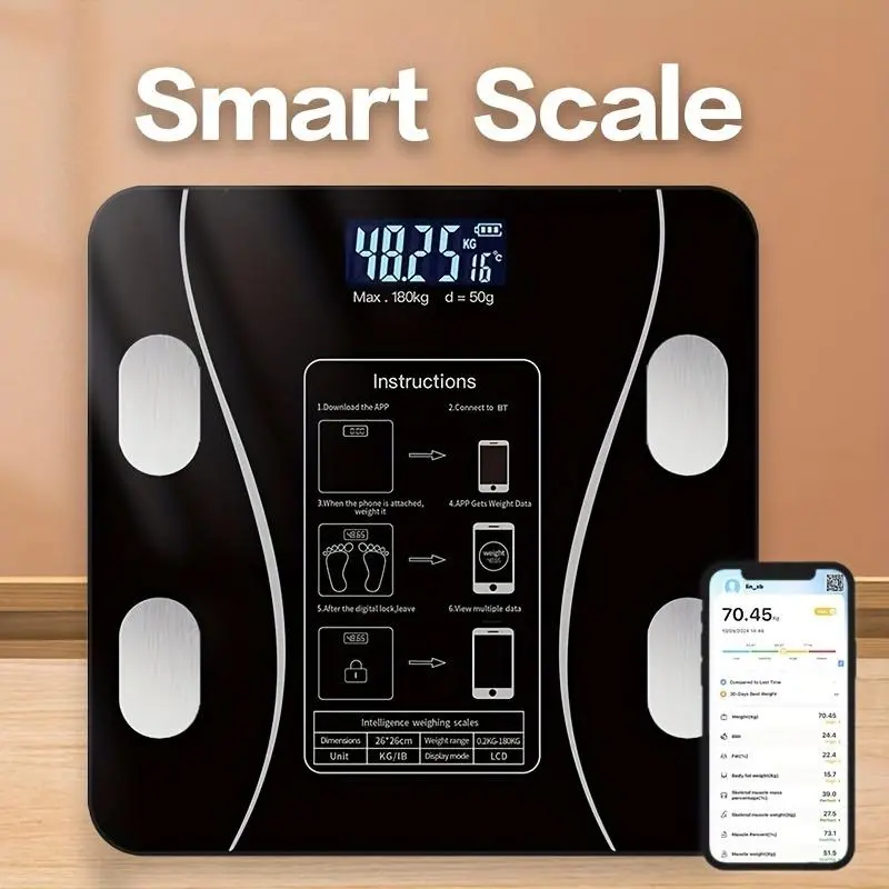 High Precision Smart Body Fat Scale Weight Scale Can Connect APP Bathroom Scales Human Body Scales Electronic Weighing Scales Fat Scales Healthcare 2