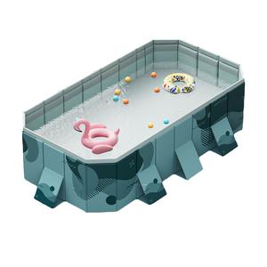 Foldable Non-Inflatable Adult Outdoor Pool - Hard Plastic Shell Backyard Pool Kiddie Pool Water Park Family Pool Comes with Multiple Components, Great for Family Fun