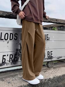 Men's Solid Color Straight Leg Pants, Loose Casual Comfy Trousers for Spring & Fall, Men's Bottoms for Daily Wear