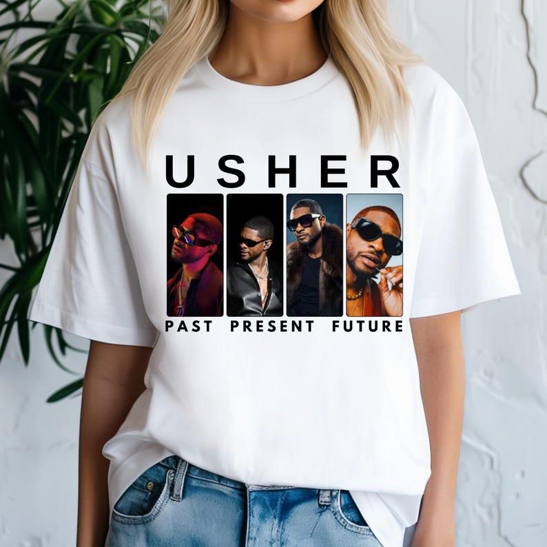 Usher Tee, Vintage Past Present Future,Usher Tour Tee, Usher Merch, Usher Concert ,Usher Tour T-shirt,Retro Shirt, Usher Show, Hip Hop Shirt 0