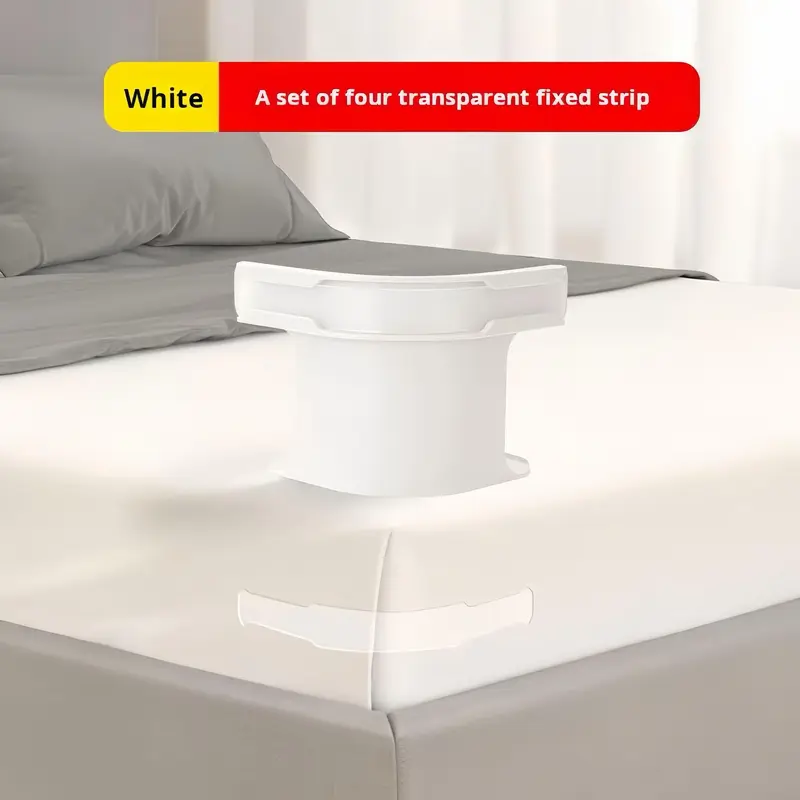 Bed Sheet Holder with Lock Strips, 4PCS Heavy Duty Lock Sheet Holders Fitted Sheet Holders for Corners Bed Sheet Straps, Non-Slip Sheet Corner Holders for All Sheet Mattress Sizes (White) 1