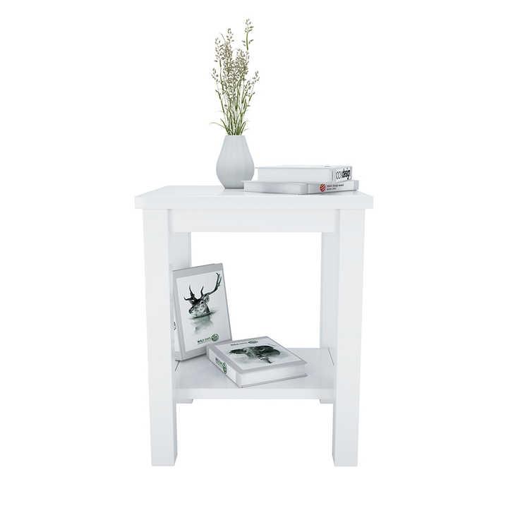 Product Introduction of MDF Wood Bedside Table 2 Tier Small Nightstand Unit White Mat Painted With Shelf - Home Organizer 6