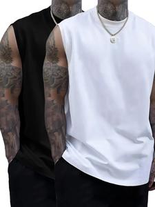 Men's Solid Color Round Neck Tank Top, Loose Casual Comfy Classic Crew Neck Sleeveless Top for Summer, Men's Clothes for Daily Wear